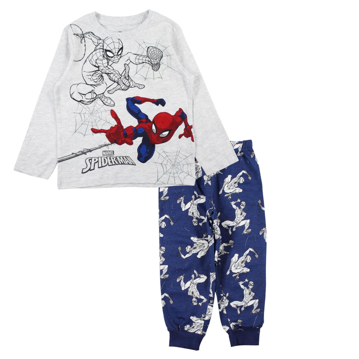 Disney Unisex Kinder Pyjama Coton Garcon Spiderman Two-Piece Children's Sweatshirt and Pants Set (2er Pack)