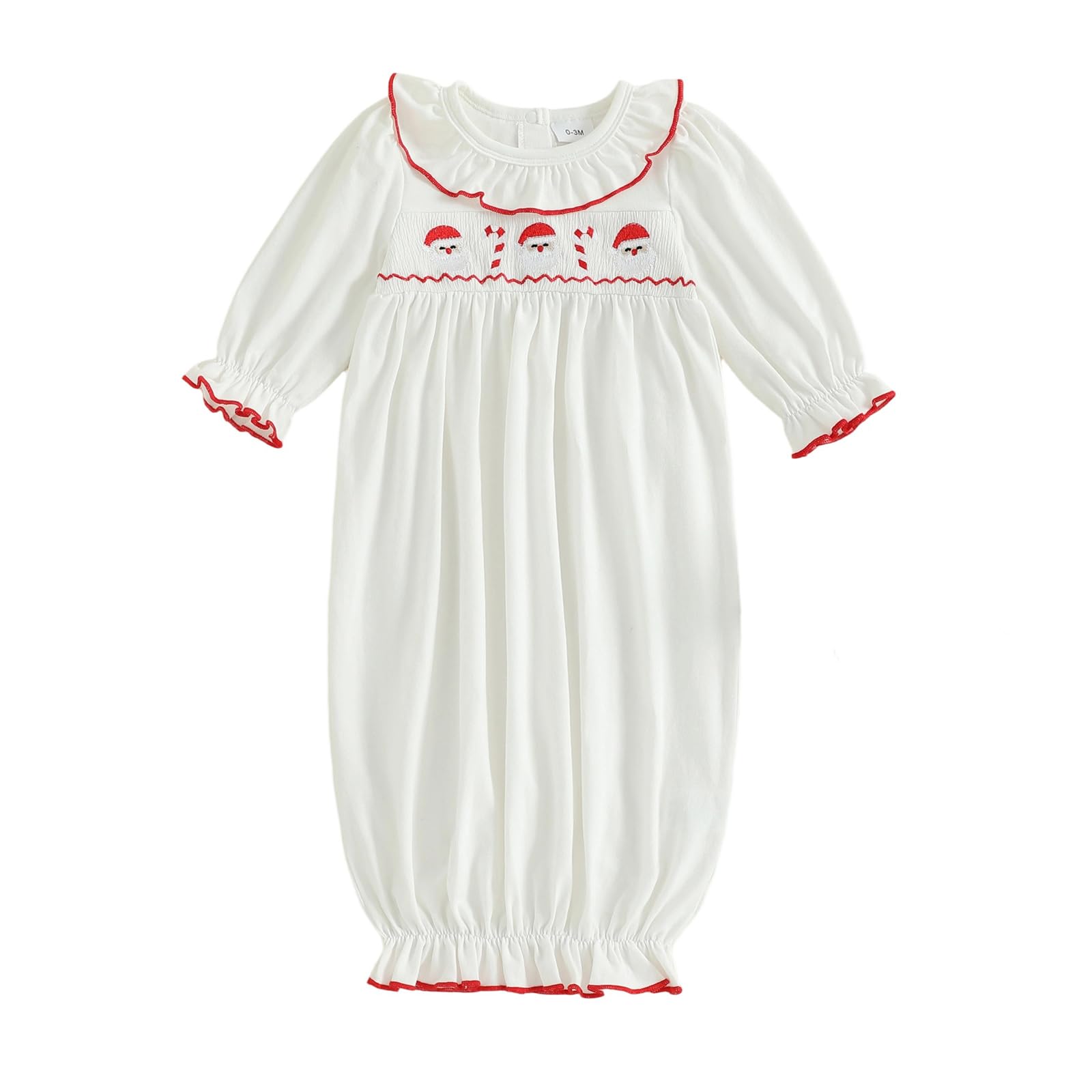 LYSINK Baby Sleeper Gown for Boys Girls Christmas Long Sleeve Wearable Nightgown Newborn Sleeping Sack (01 Ivory, Newborn)