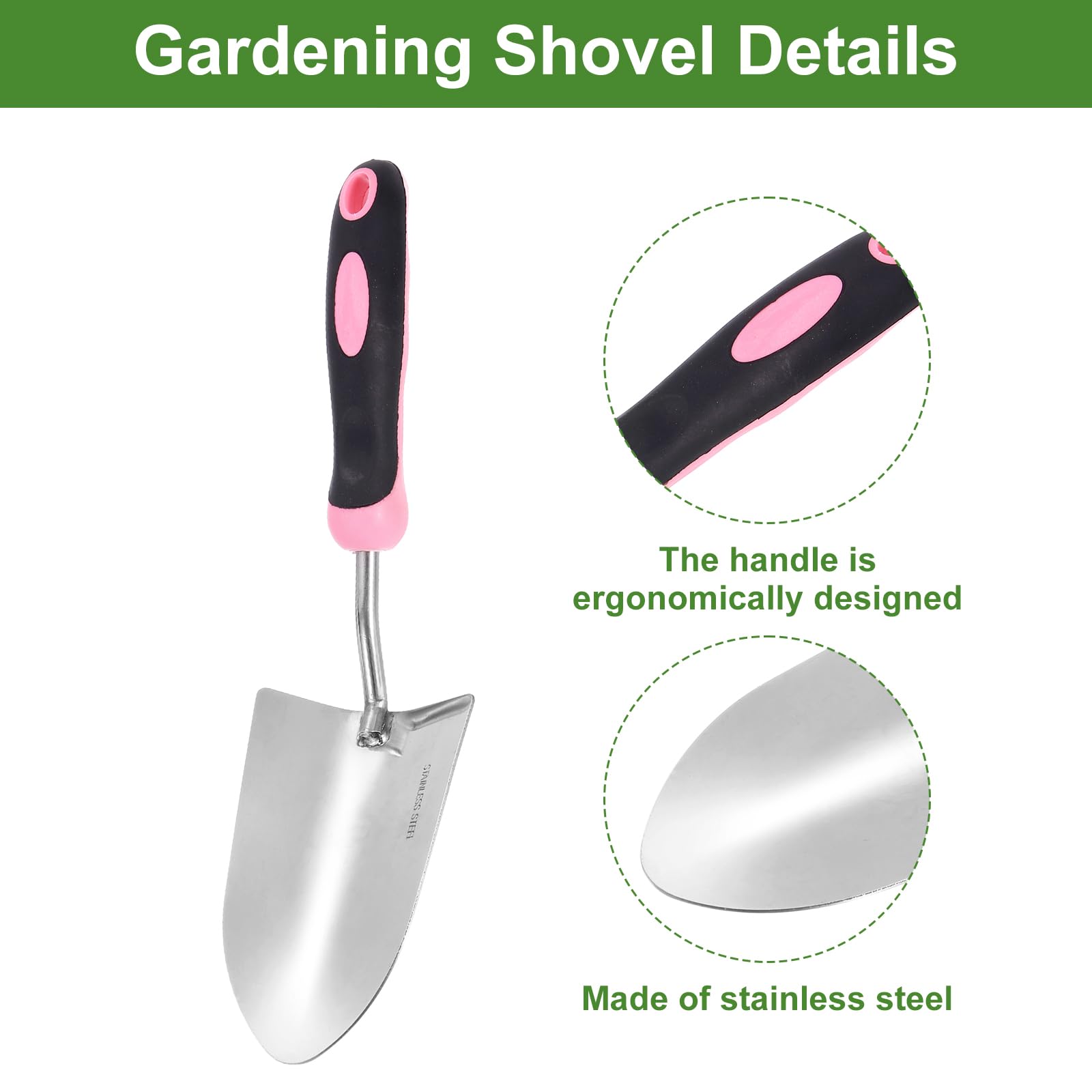 QUARKZMAN Pezze Pala Da Giardinaggio X Trapiantatore In Acciaio Inossidabile Con Manico Attrezzi Da Giardino Per Giardinaggio Diserbo Piantagione Rosa.