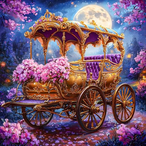 Peinture diamant 5D carrosse de fleurs pour déco murale salon