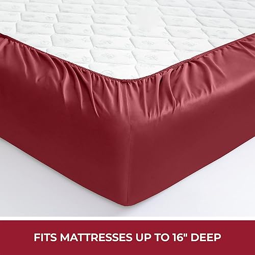 Miniatura 4 de Mellanni - Juego de sábanas de 4 piezas de 100% algodón orgánico de fibra larga de 400 hilos, adecuado para colchones de tamaño matrimonial de hasta