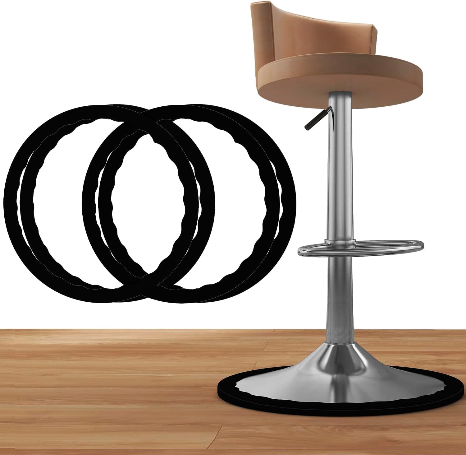 4 Pack Bar Stools Leg Protectors Ring, Non Slip Silicone Chair Leg Floor Protector, Pads Bottom Protect Wooden Floor No Scratches No Noise Anti-Slip, Stretchable Fits 14.5" to 16.5" Chair Base, Black 4Pcs/Black,Fits 14.5" to 16.5"