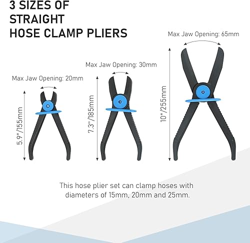 Miniatura 2 de ATPEAM Juego de 6 alicates de abrazadera de manguera de plástico (3 rectos + 3 en ángulo) para mangueras de combustible, gas, freno, radiador y