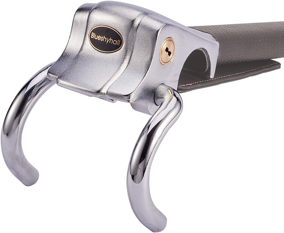 Blueshyhall Vehicle Steering Wheel Lock, Anti Theft Locking Devices Heavy Duty Security Lock for Auto Car Truck SUV Van Camper, Grey