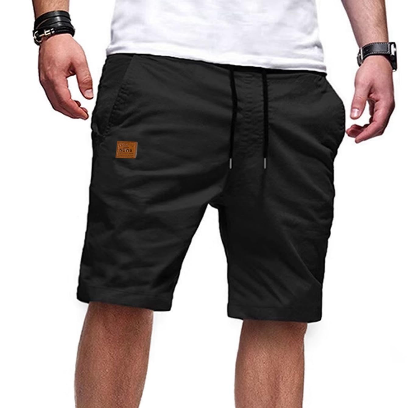 Pantalones Cortos Hombre Casual Verano Chino Shorts con Bolsillos
