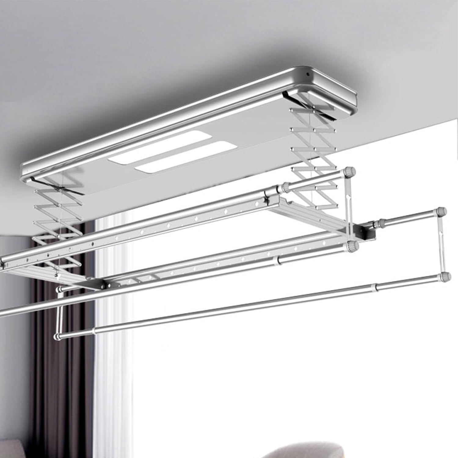 Foldable Space-Saving Clothes Rack Floor-Standing Clothes Rack Tripod,Clothes Drying Rack Tripod Portable Foldable Space Saving Laundry Drying Rack，Ceiling Clothes Drying Rack with Electric