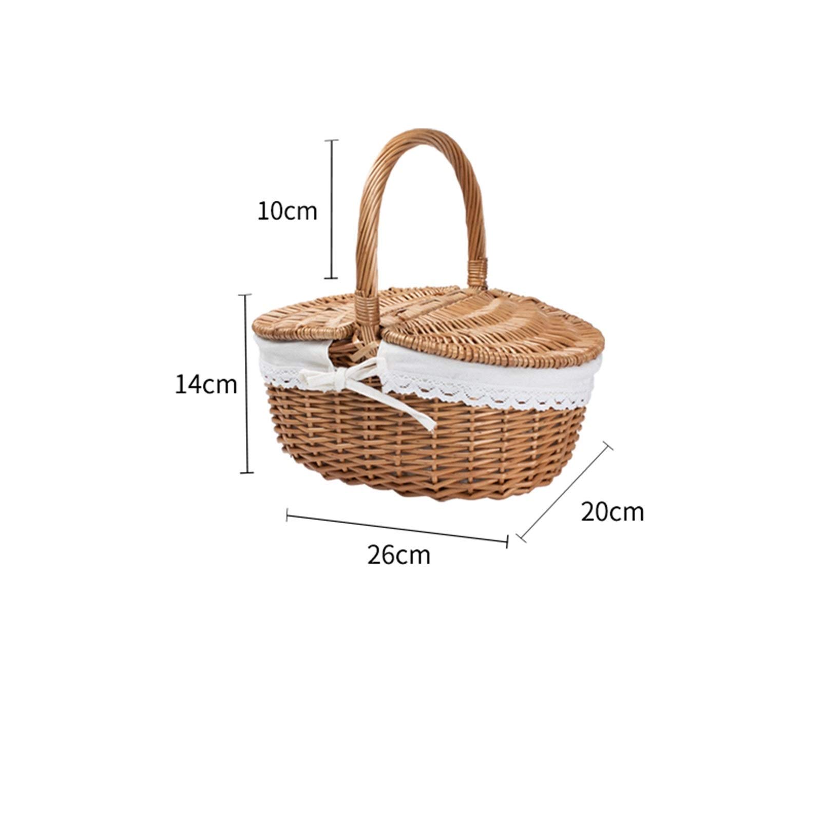Sintuff 6 Cestini In Vimini Con Manico - 3 Dimensioni - Cesti Intrecciati Per Pane, Picnic, Frutta, Verdura - Regalo Rustico
