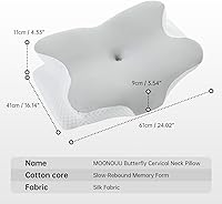 Vista 2 de Almohada cervical de espuma viscoelástica, almohada cervical en forma de mariposa para aliviar el dolor de dormir, contorno ortopédico, soporte
