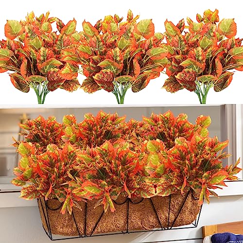 Mhmjon MHMJ-5467645 12 Pcs Artificial Fall Flowers For Outdoors Fall Greenery Artificial Maple Leaves Fake Bushes Shrubs Fall Fake Plants cover