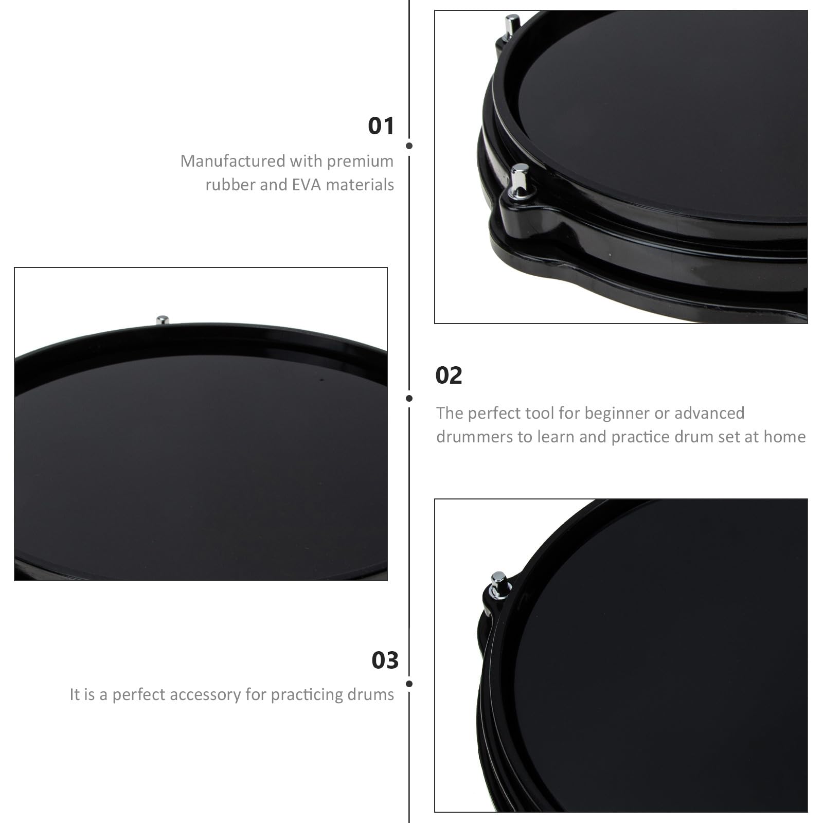 Mipcase Pad de Batería para Principiantes Almohadilla de Goma Eva de 10 Pulgadas, Práctica Silenciosa y Reducción de Volumen para Batería en Casa