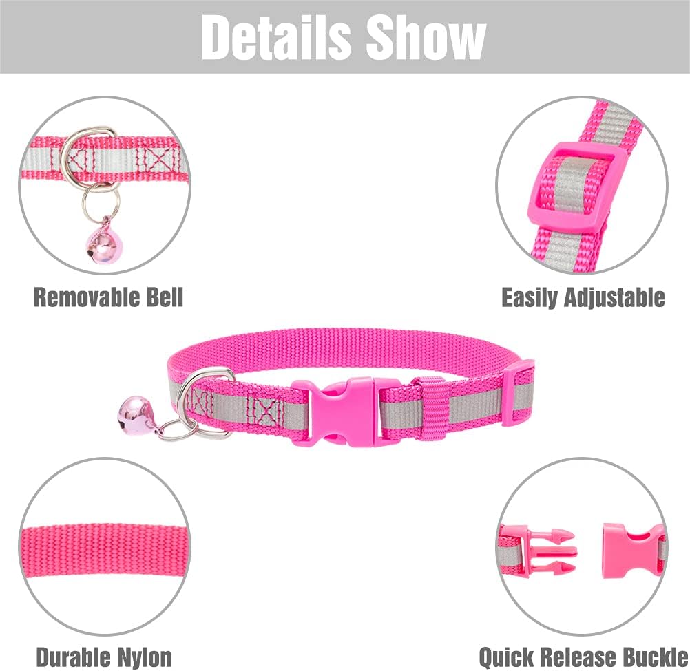 Reflective Small Dog Collar with Bell 3 Pack Adjustable Pet Collars Set for Small Dogs