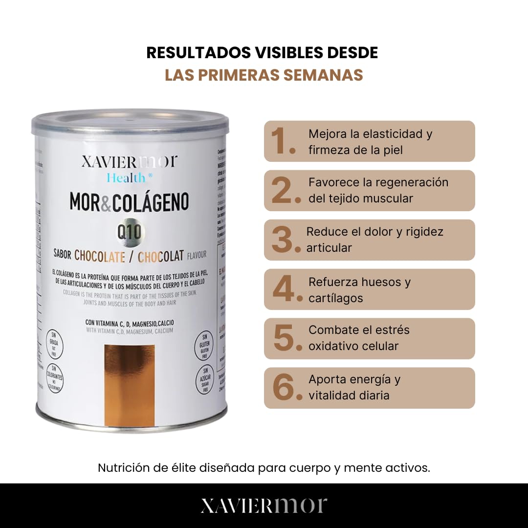 Colágeno + Q10 Chocolate 300 g – Suplemento con Colágeno Hidrolizado, Coenzima Q10, Magnesio, Calcio, Vitaminas C & D – Apoyo para Piel, Articulaciones y Energía Celular