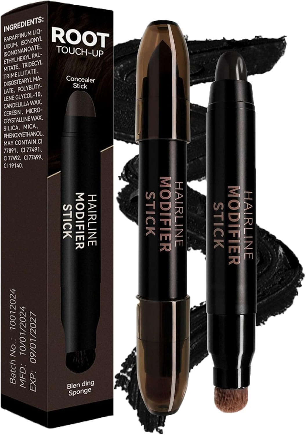 Hair Dye Comb - Waterproof and Sweat-Proof Hair Colour Stick - Hair Stick for Grey Hair with Easy-to-Use Hair Comb for Quick Touch-Ups and Lasting Coverage (Black-Pen)-image-44
