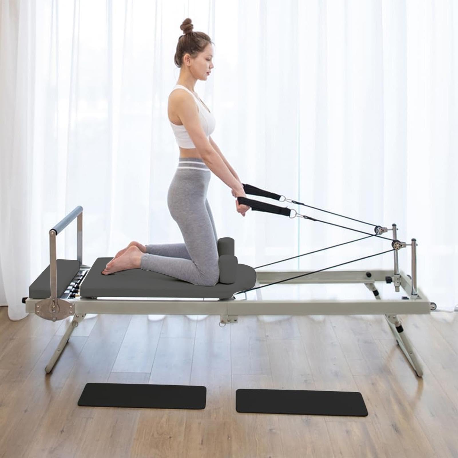 Faltbarer Pilates Reformer Trainingsgerät bis zu 136 kg Belastbarkeit | Innenbereich Faltbarer tragbarer Pilates Reformer Trainingsgerät bis 136 kg für Heimfitnessstudio und das Homeoffice