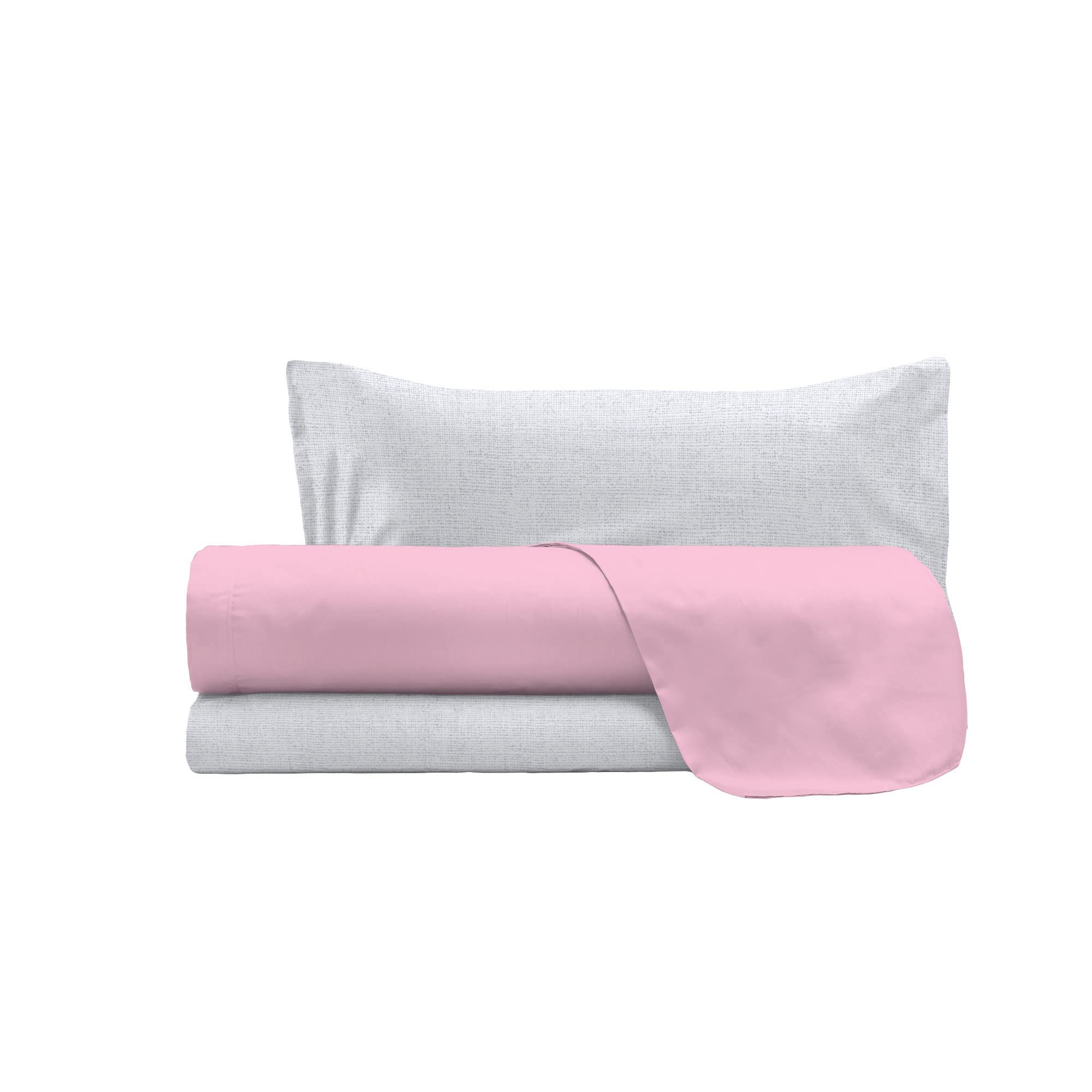 Trend Chic Bed Set, 100% Cotton, Made in Italy, Queen Size, Pink, King single - Image 4