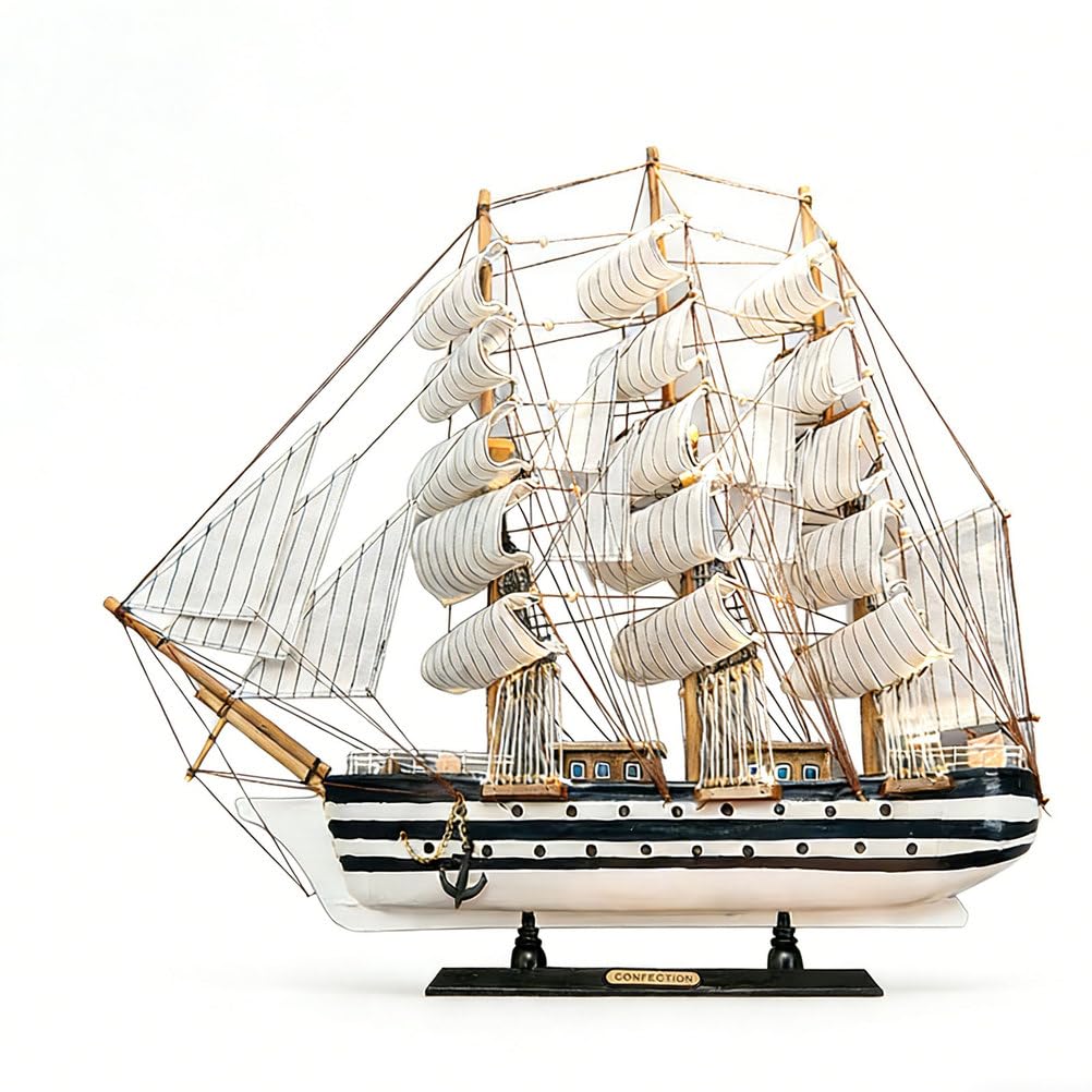 YLME Modellino di Nave in Legno, Modello di Nave Alta Completamente assemblato da 60 cm, Arredamento Nautico Europeo per Ufficio, Simbolo di Avventura e Coraggio, per Esposizione in Ufficio