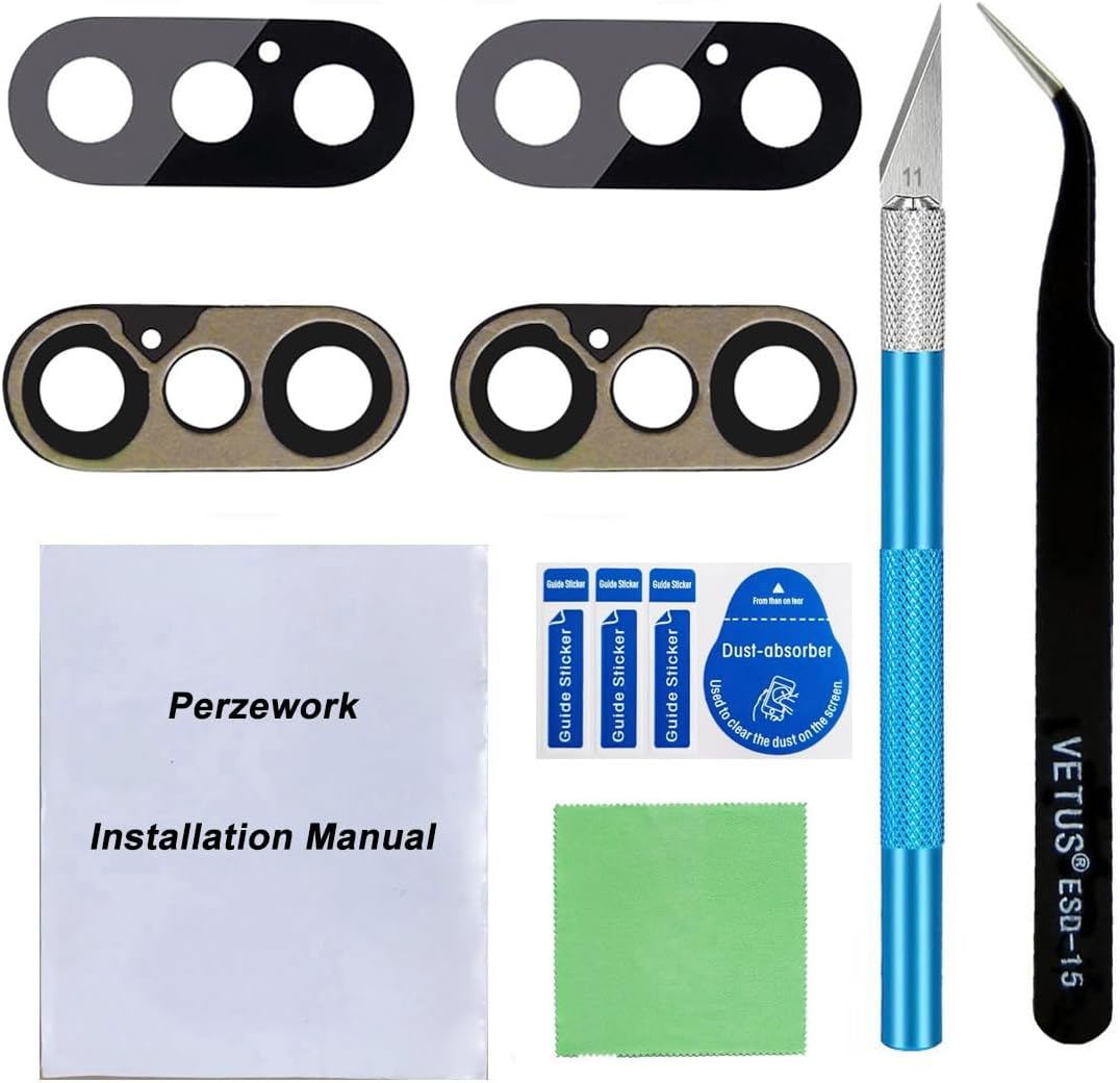 2 Set Original Back Rear Camera Lens Glass Replacement for iPhone Xs Max and iPhone Xs with pre-Installed Adhesive and Reparing Toolkit