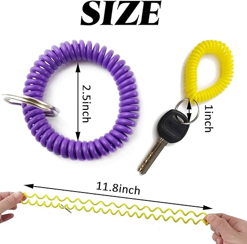Miniatura 2 de GXXMEI 100 pulseras de plástico multicolor en espiral estirables para muñeca, llavero para oficina, taller, centro comercial, sauna, deportes al