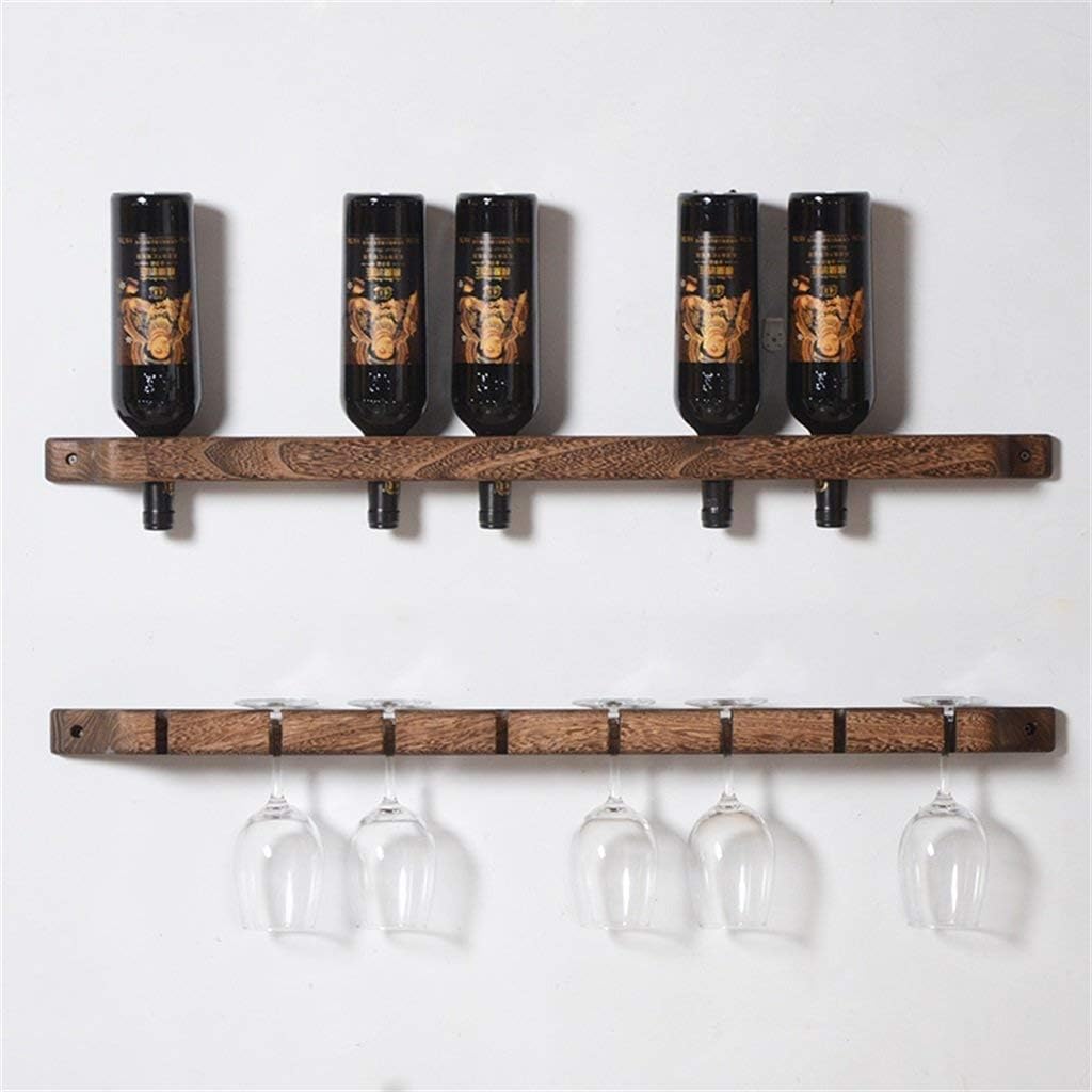 Wine Racks Wooden Wall Hanging Wine Rack | Wine Bottle Rack Wall Mounted | Wall Shelf Storage Organizer Rack | Wine Glass Holder Wine Holder image 2