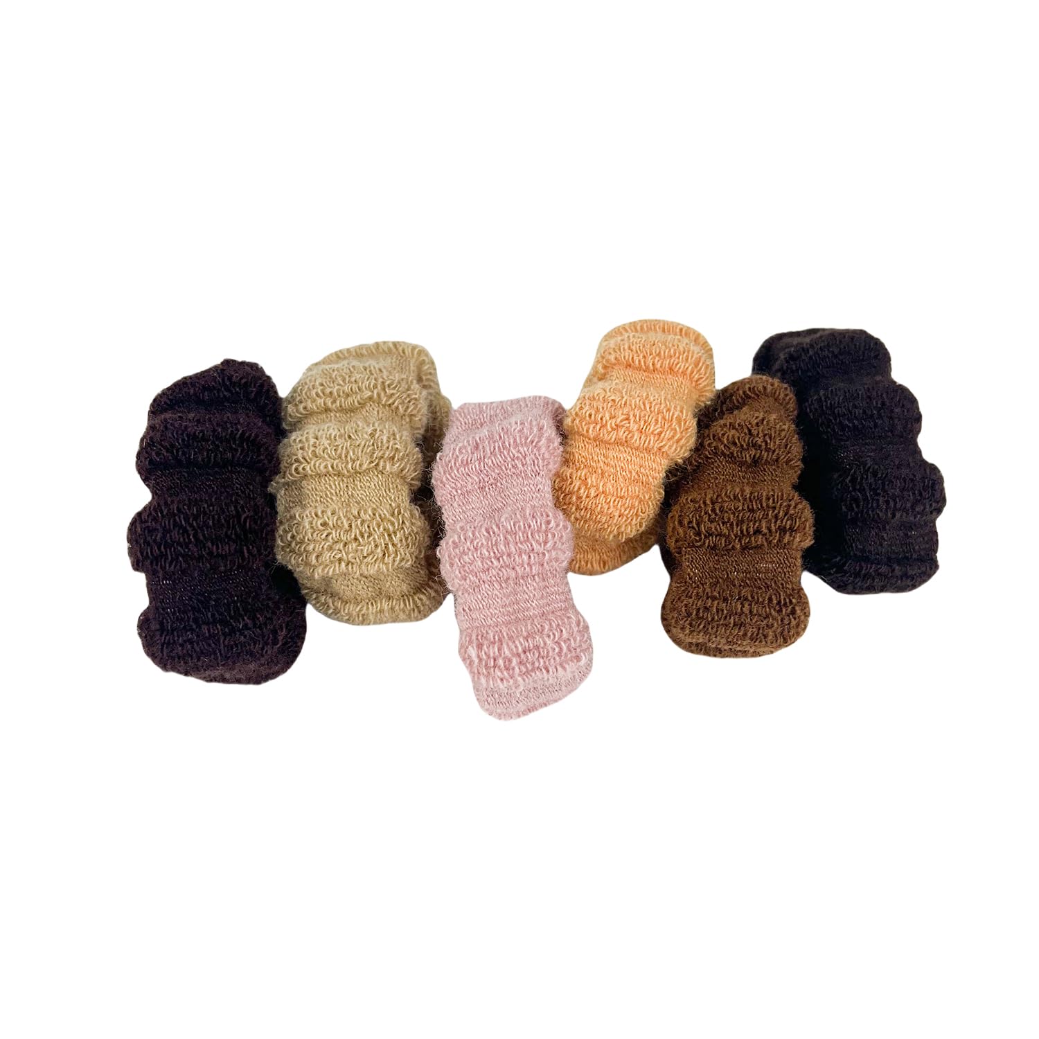 Hair Ties with Seamless High Elastic Thickening and widening in Ponytail Holders (Brown Series with 6 Pcs Packing)