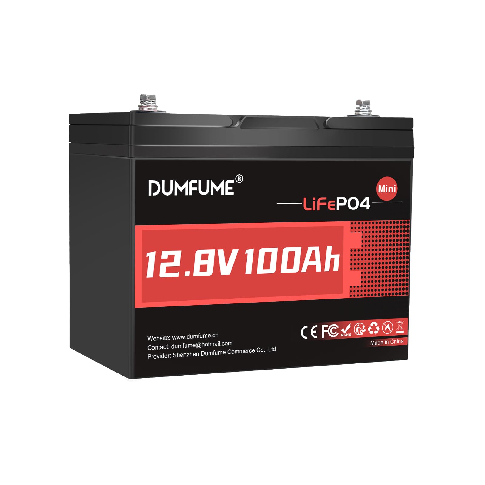12V 100Ah Mini LiFePO4 Lithium Battery, 100A BMS,1280Wh, 6000+ Cycles BCI Group 24 Lithium Iron Phosphate Battery Perfect for RV, Solar, Off-Grid and Home Energy Storage