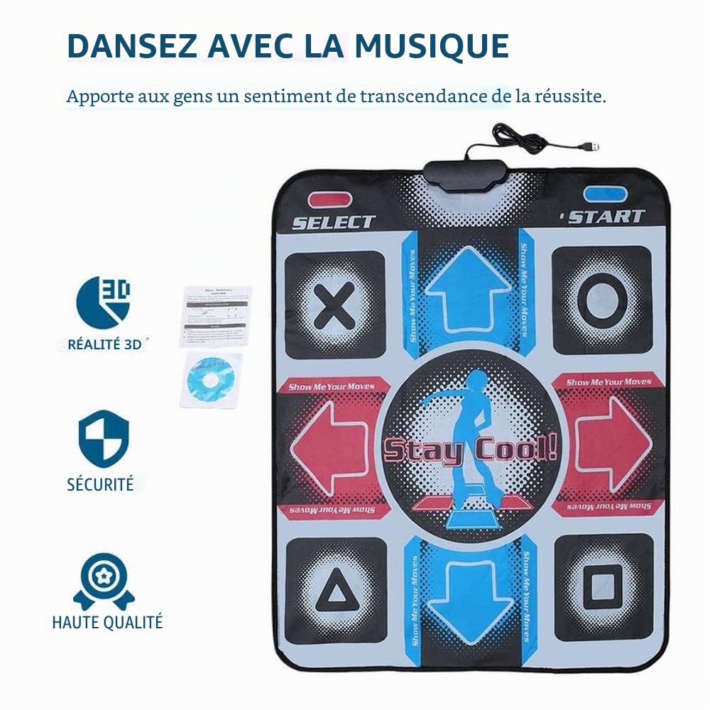 Tapis de Danse Tapis de Danse DDR USB avec câble USB, Tapis de Danse Fitness Body Building compatibles avec PC Windows 98/2000 / XP / 7