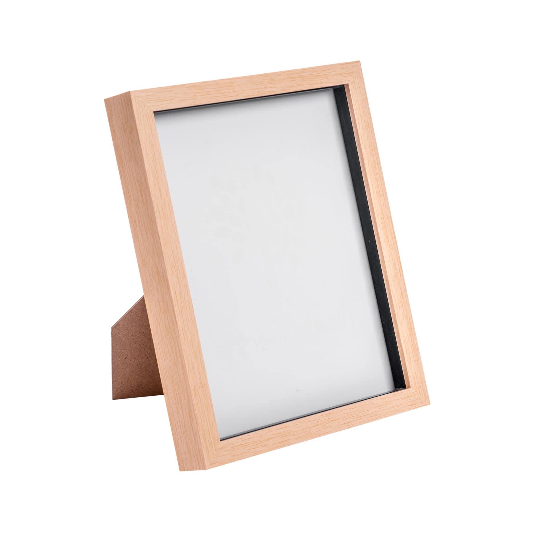 Nicola Spring 3D Shadow Box Photo Frame - 8x10 (20x25cm) - Pack of 1 - Light Wood 3D Photo Frame Box Picture Portrait Display Case for Crafts, Keepsakes, Wedding, Graduation