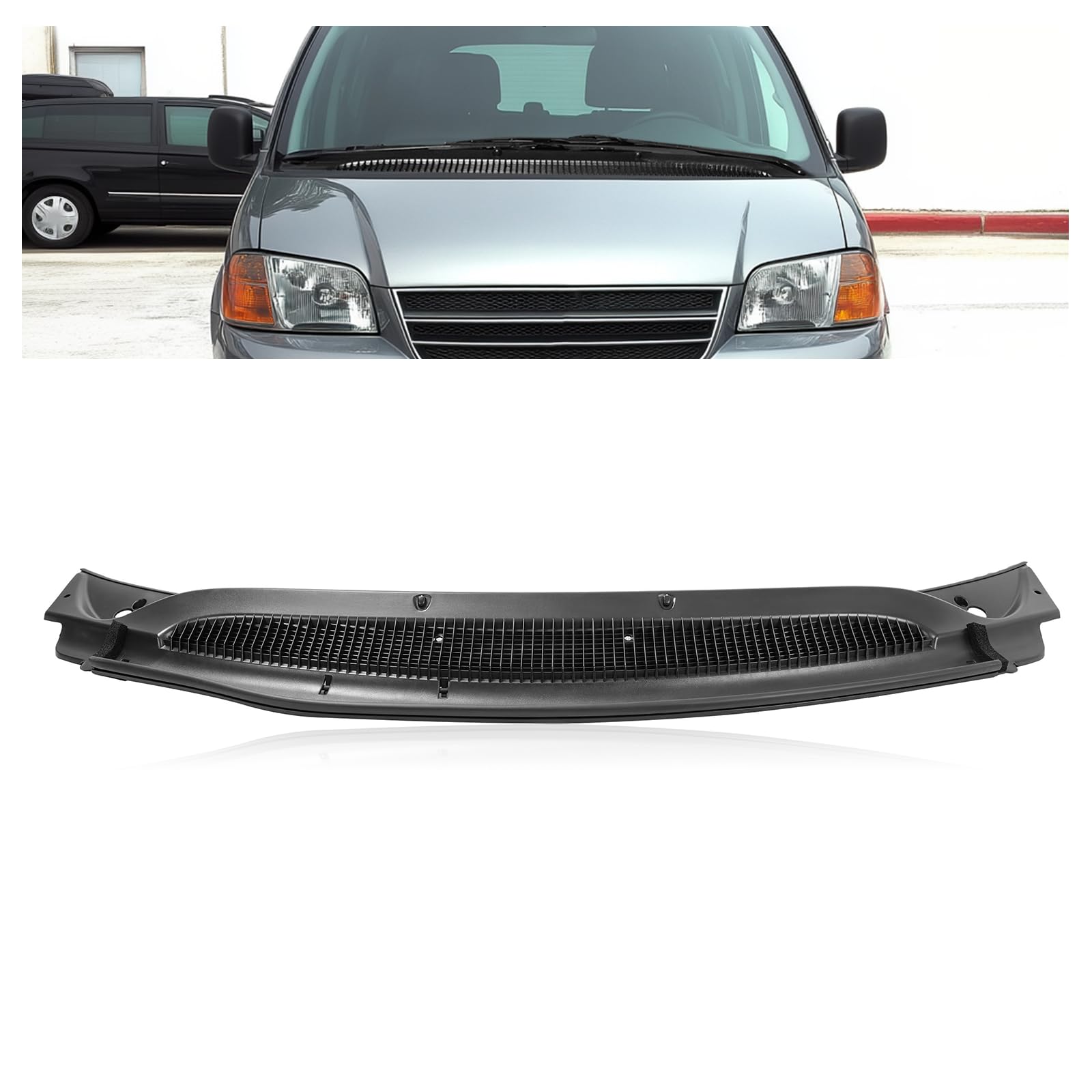 JMTAAT Windshield Wiper Cowl Panel Grille Compatible with 2001-2007 Dodge Caravan/Grande Caravan & Chrysler Voyager/Town/Country Replacement for 4717553AF Front Window Insert Panel