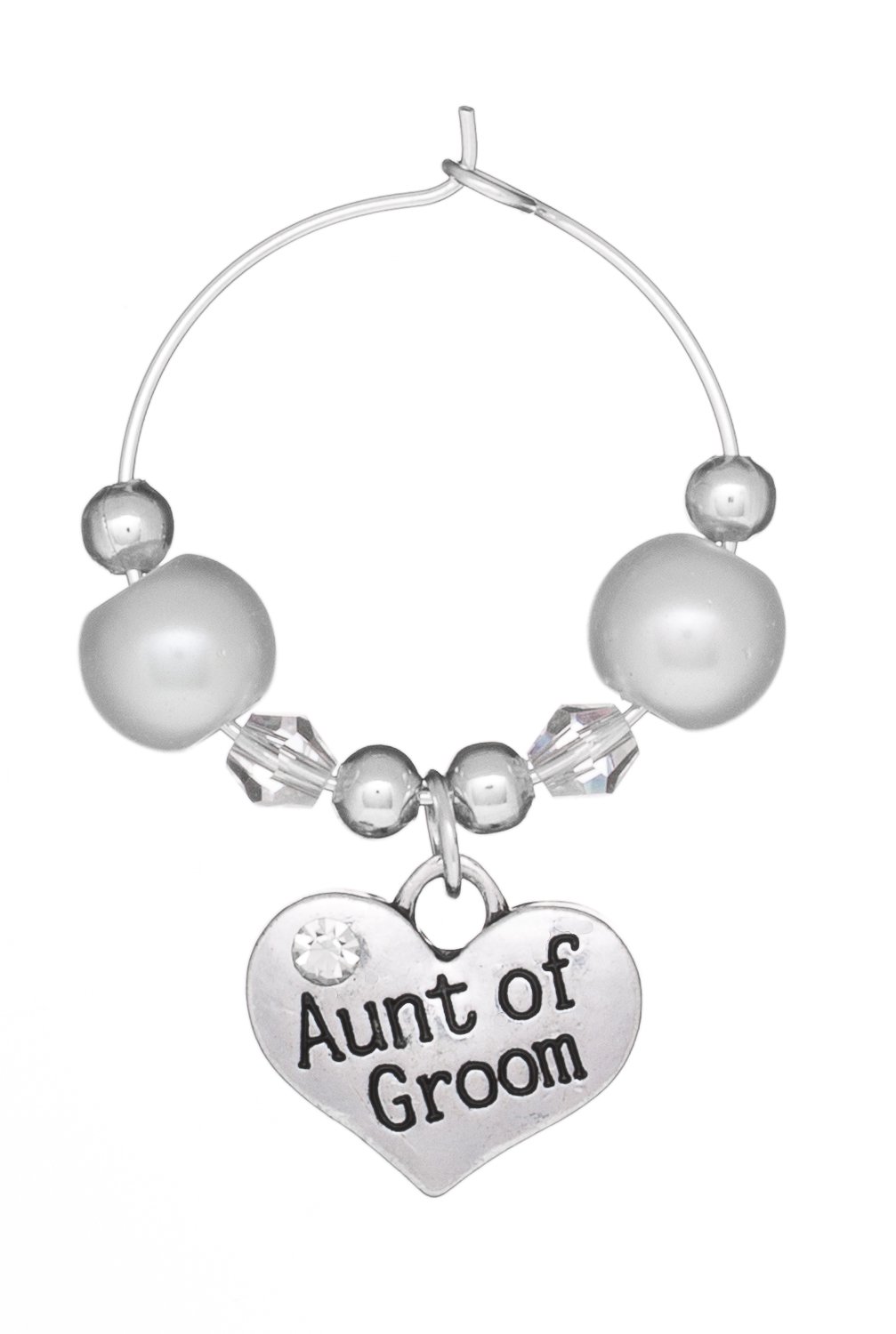 Libby's Market Place Multi Aunt Of Groom Wedding Wine Glass Charm On A Gift Card