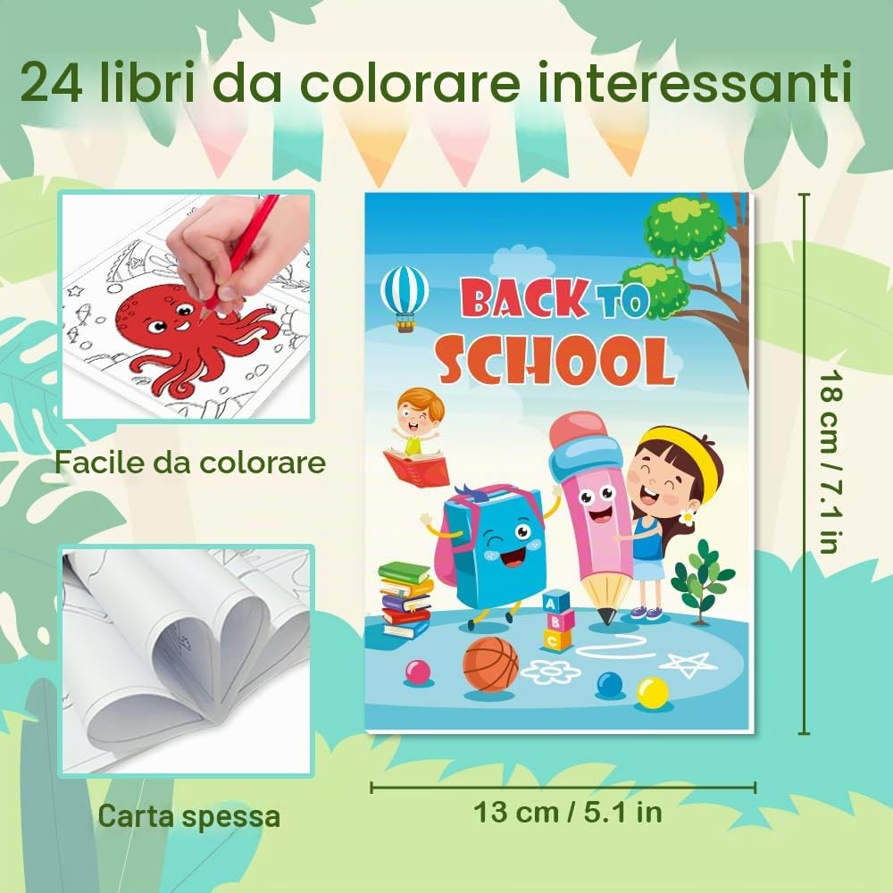 Aannanl 24 mini libri da colorare adattati per bambini dai 2 ai 4 anni e dai 4 agli 8 anni, piccoli regali per feste, regali di completo, reimpetivi per sacchi regalo, attività scolastiche in aula