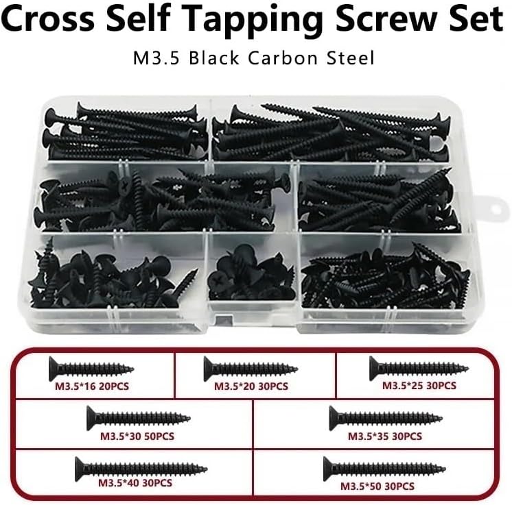 Versatile Boxed Screws Carbon Steel Screw Assortment Metal Project Fasteners Comes In An Easy-to-access Storage Container Ideal For DIY And Construction Furniture Assembly And Home Improvement(5 BOXES