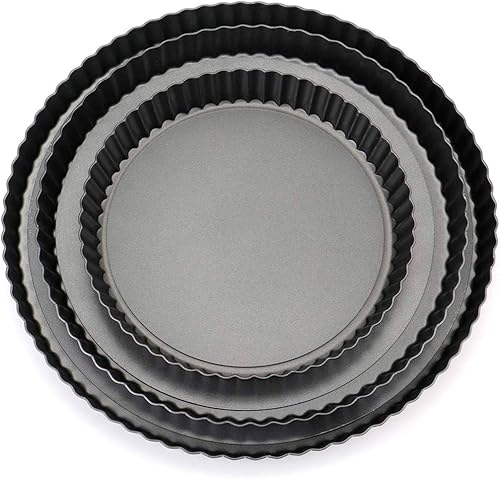 Sartenes para tartas de 11 pulgadas, sartenes para quiche, mini sartenes antiadherentes con parte inferior extraíble, herramientas reutilizables de