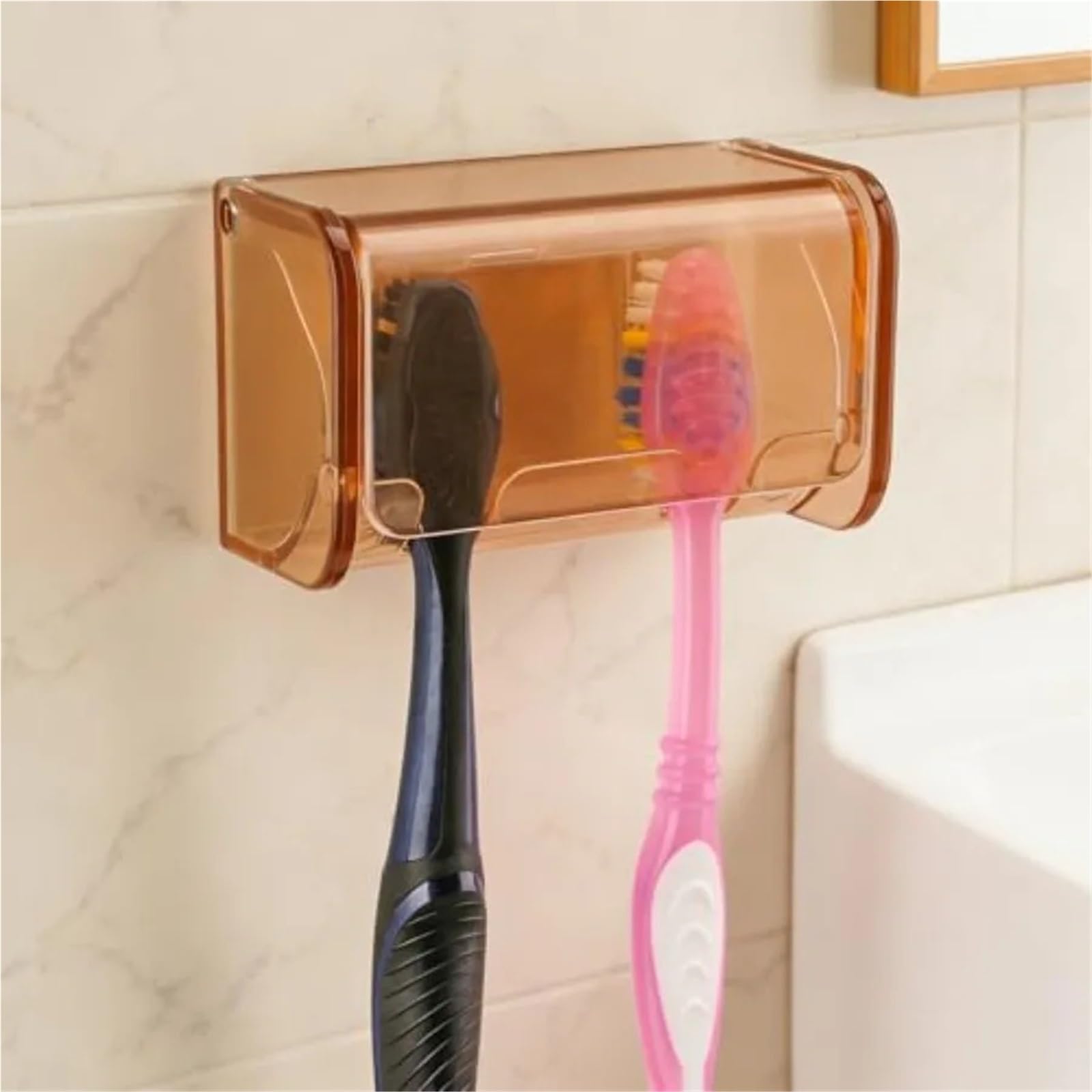 Porta Spazzolini Da Parete Portaspazzolino da parete con 2 slot | Con coperchio organizer autoadesivo for doccia da bagno
