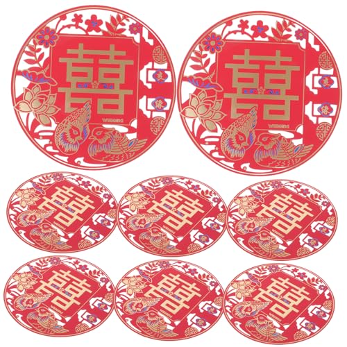 ARTIBETTER Chinese Paper-cut Wall Stickers 8pcs Traditional Paper-cut Decor for Wedding Asian Wedding Decorations Random Style