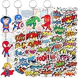 56 Stück Superhelden Dekoration,Avengers Schlüsselanhänger,Avengers Aufkleber,Superhelden Sticker,Avengers Schlüsselring,Karikatur Schlüsselanhänger,Kinder Aufkleber,Wasserdichte Vinyl Aufkleber