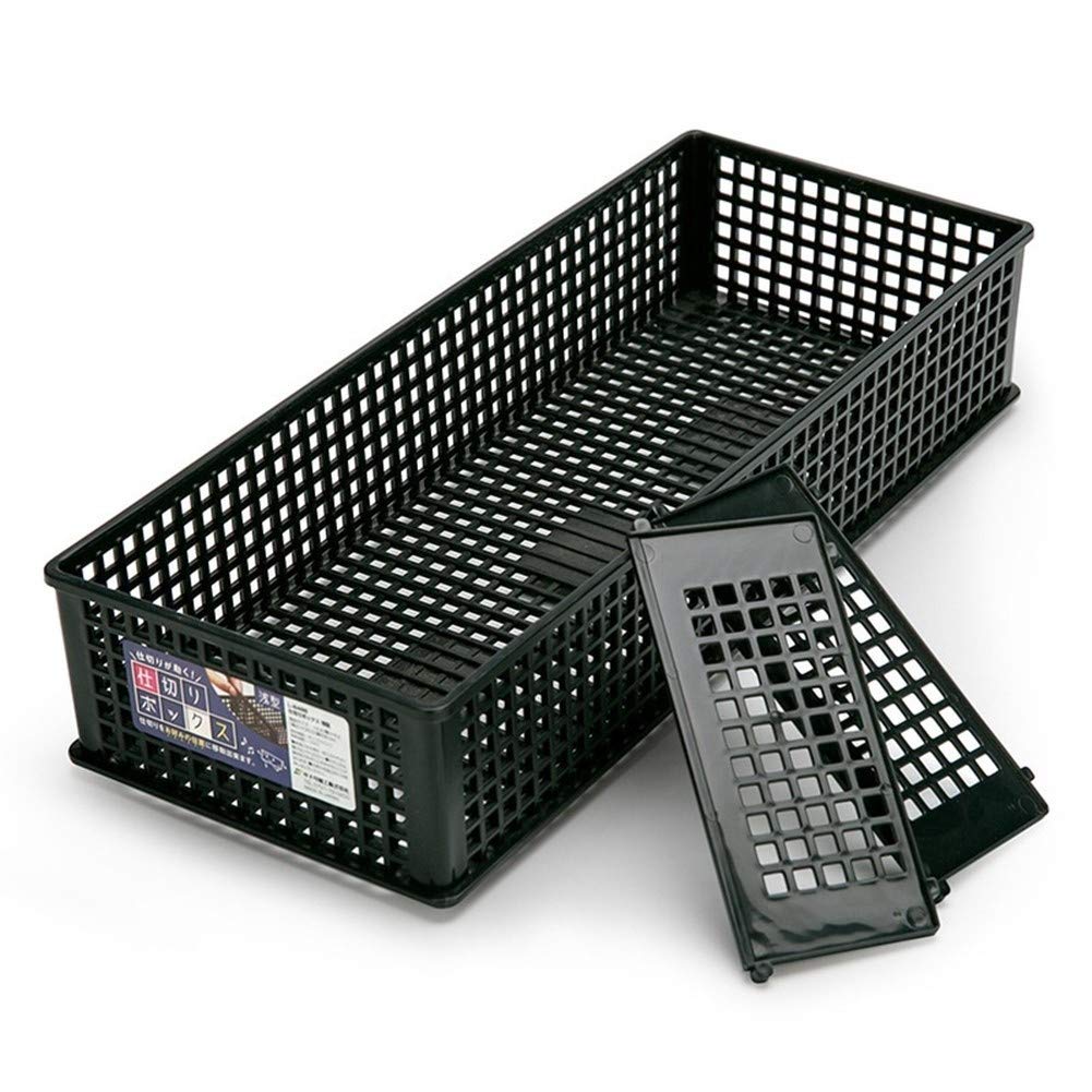 Panier de rangement en plastique noir creux pour organisation de la maison