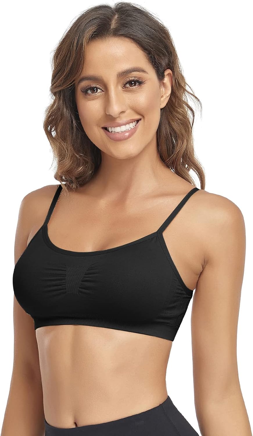 Litthing Bralettes Padded for Women Cami Strap Bra Seamless Sportsbra Wireless Comfort Yoga Lightly T-Shirt Tank Tops - Image 3