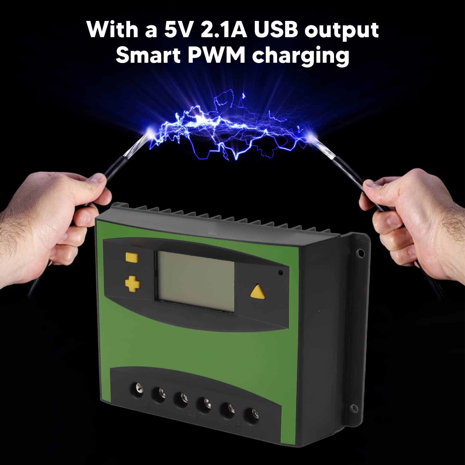 Hyuduo 12V 24V 60A Regulator ładowania Słonecznego ABS Panel Słoneczny Regulator Baterii z Wyświetlaczem LCD Automatyczne Przełączanie Napięcia 760W 1520W dla Użytkowników Systemu Off-grid RV Marine
