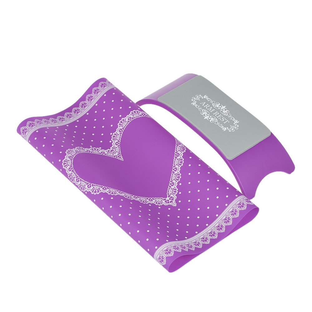 1 Set Silicone Hand Pillow & Table Mat Nail Art Cushion Holder Pad Washable Foldable Arm Rest Manicure Tool Rosy Purple Black