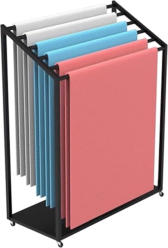 ERRULAN Carrito de almacenamiento de esterilla de yoga comercial, organizador de esterilla de ejercicio para rodillo de espuma, bandas de