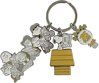 牛久保工芸社 スヌーピー 75thアニバーサリー メタル ３連 キーホルダー スヌーピー＆フレンズ Ｈ98×Ｗ35ｍｍ SN-417