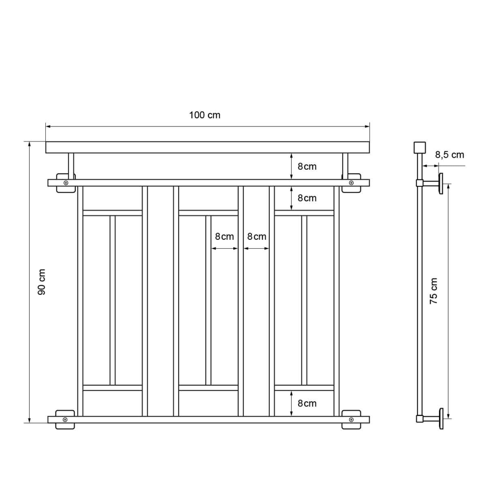 HAGO24 | Französischer Balkon | Fenstergitter | Stahlgeländer | 100x90cm Anthrazit | Stabgeländer | Holzoptik | Julietbalustrade | Brüstung | Austrittsbalkon | Geländerfenster