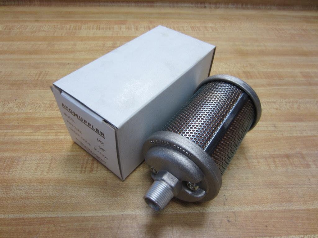 ATOMUFFLER M00 125 PSI, WITH FILTER ELEMENT, MALE, AIR EXHAUST FILTER, 3/8 INCH