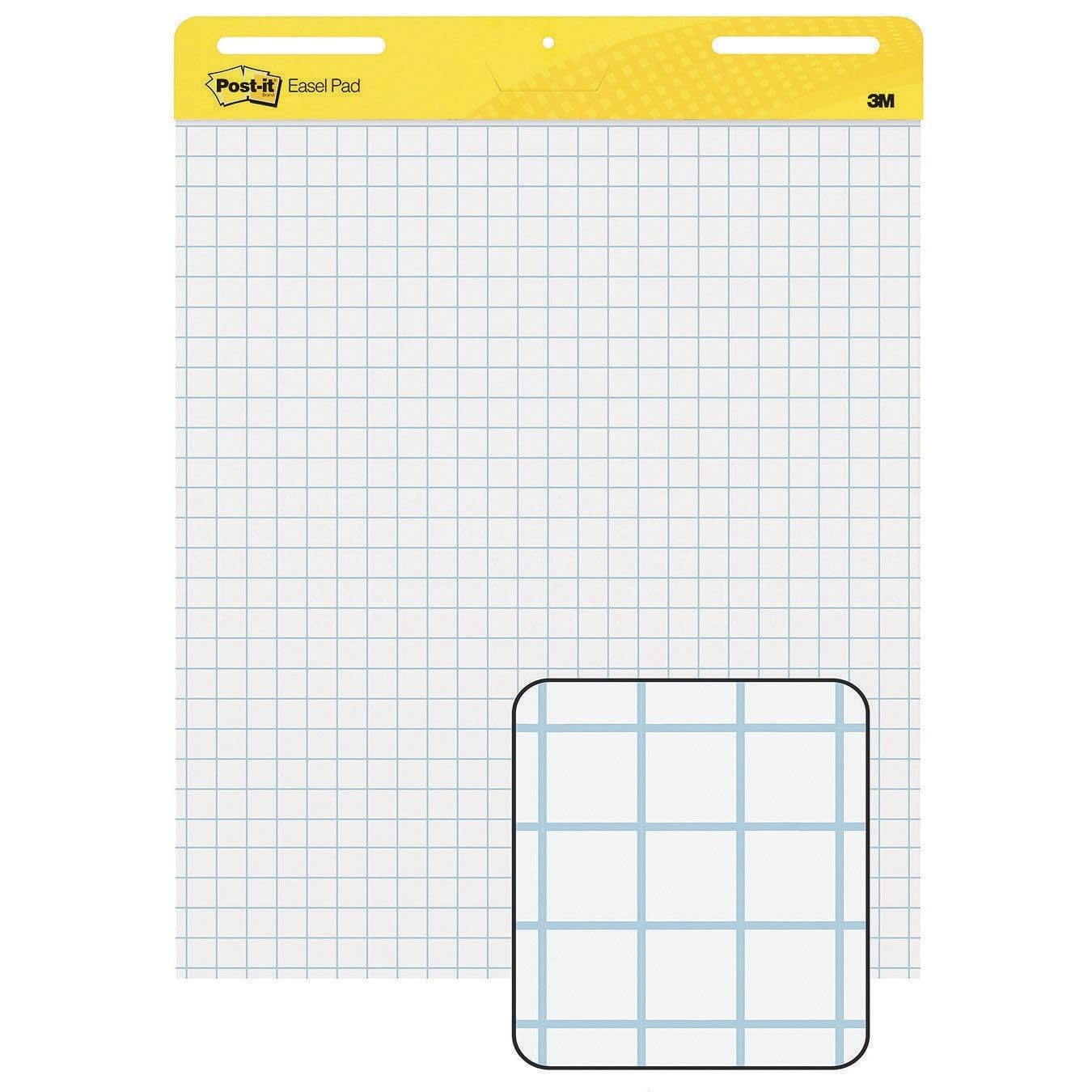 Post-it(r) Super Sticky Easel Pads, With 1" Grid Lines, 25" x 30", White, Pack Of 2 Pads