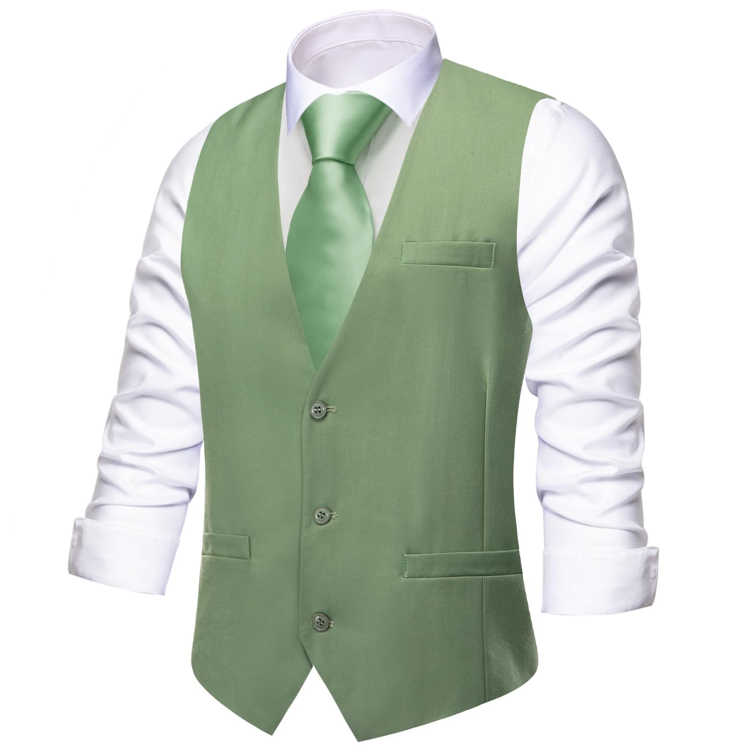 Hi-Tie Gilet de costume formel pour homme - Col en V - Revers cranté - Coupe ajustée - Costume de smoking pour fête de mariage et d'affaires