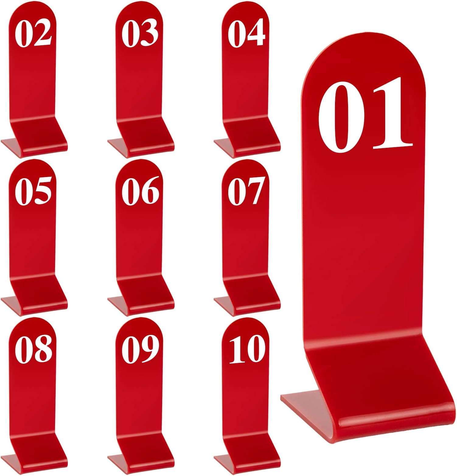 Muka Set of 10 Acrylic Double Sided Table Numbers, Number Signs for Wedding Restaurant Banquet-Red-Number 1to10