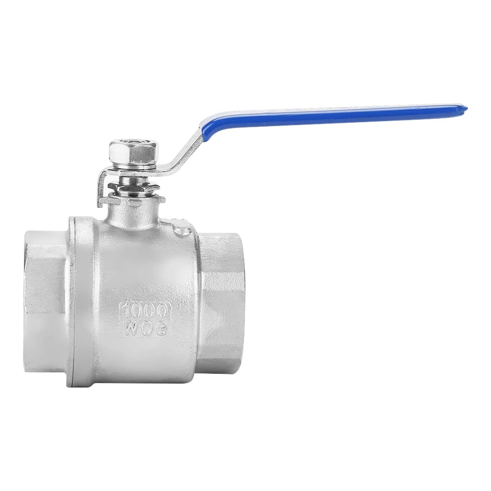 Vanne à Boule à Filetage Femelle 304 Acier Inoxydable 2 Pouces DN50 - Port Complet 1000psi WOG - Deux Pièces à Levier Manuel Bleu