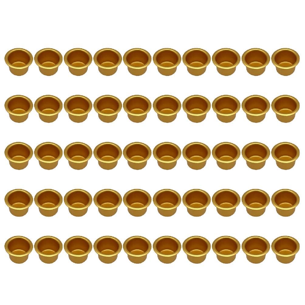 50pcs Mini Metal Candle Holder Set of 50 Gold Aluminum Candelabra for Festive Decorations Simple Home Ornaments Candle Holder
