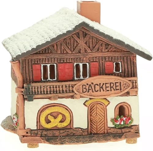 Miniatura 6 de Casa de invierno de cerámica hecha a mano Portavelas Tealight decoración del hogar Casa miniatura coleccionable la panadería en Baviera Edición de
