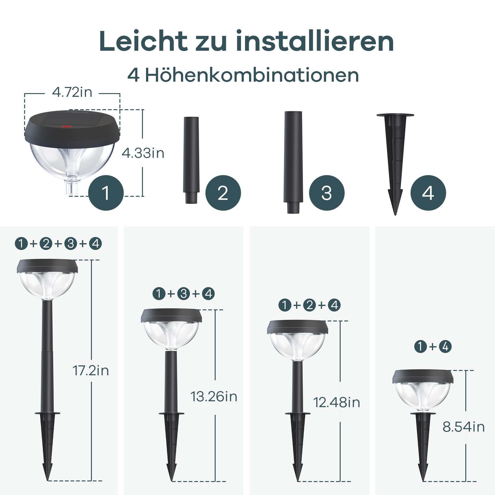 Linkind Solar Gartenlampen 3000K Warmweiß, Solarlampe Aussen Garten mit Lichtsensor, Solar-Wegeleuchten 3 Leuchtmodi, IP54 Wasserdicht Gartenstecker mit Erdspieß für Weg, Auffahrt, 8 Stück